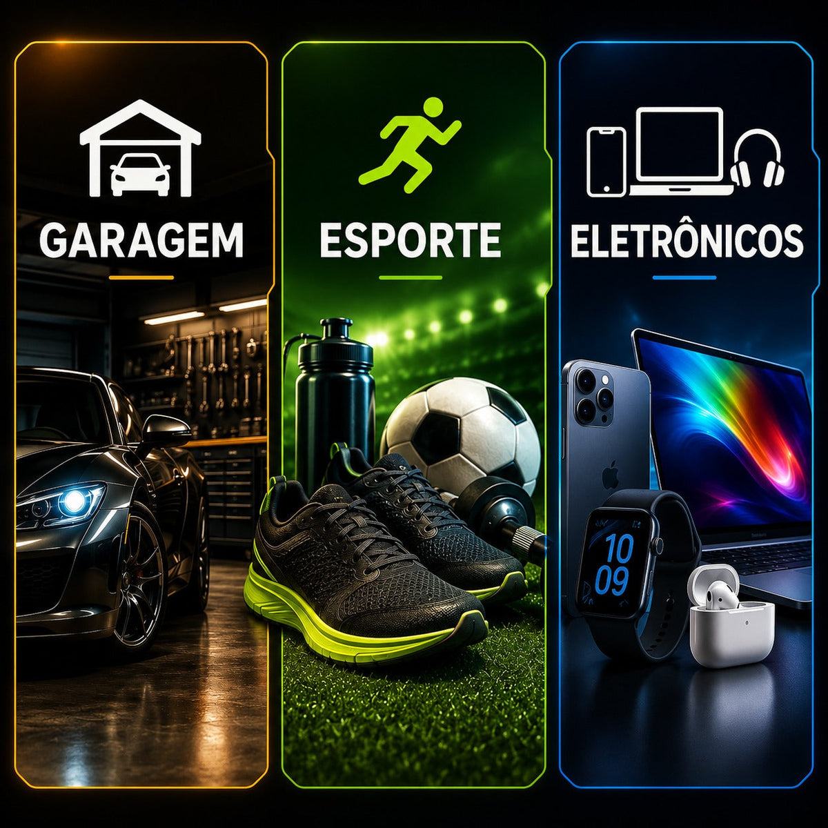 Garagem- Esporte- Eletrônicos