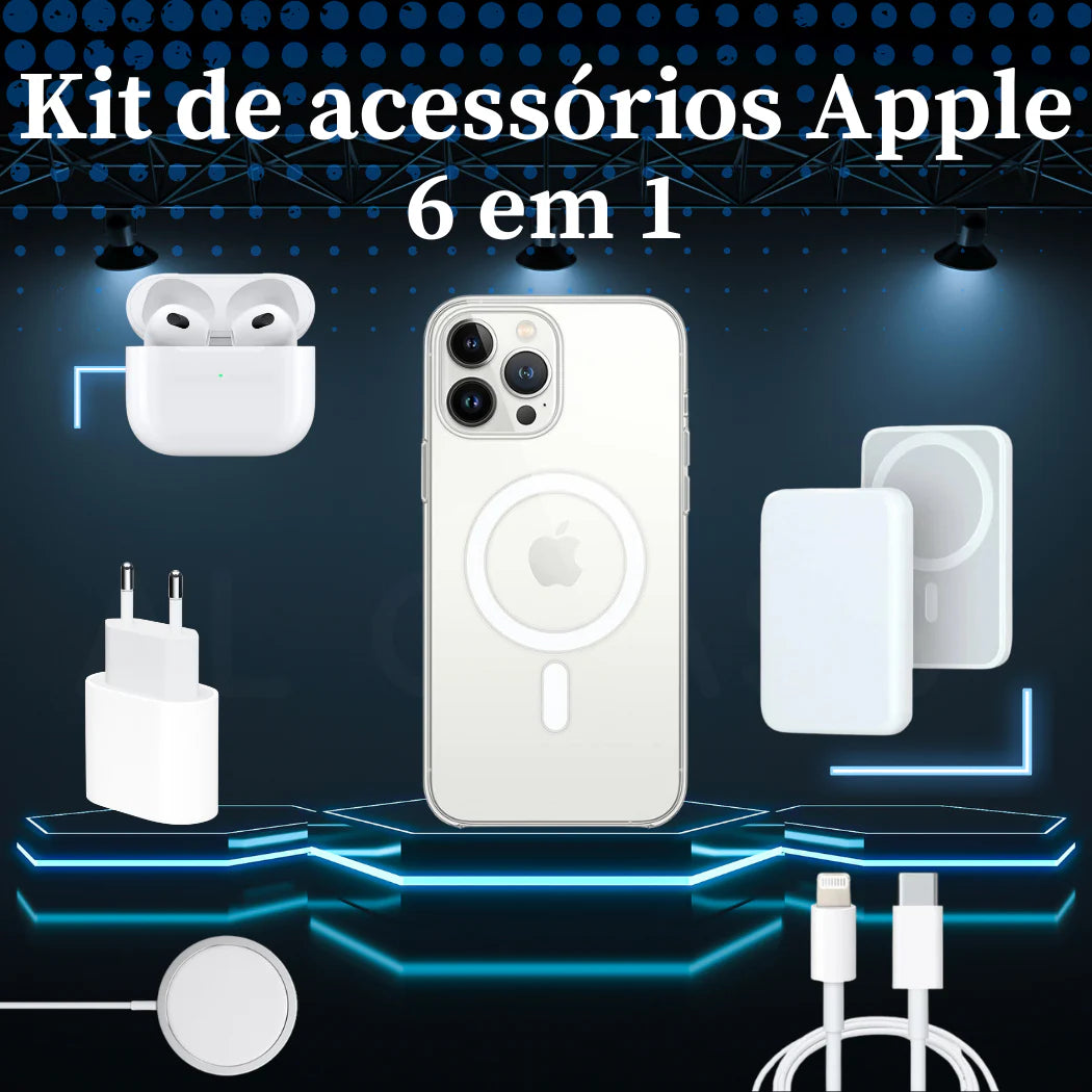 Kit Premium De Acessórios Para iPhone Com 6 Dispositivos