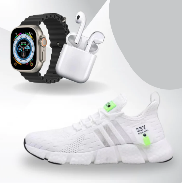 Kit  Premium Smartwatch Series 8 + Tênis + Fone Bluetooth Airdots-i7