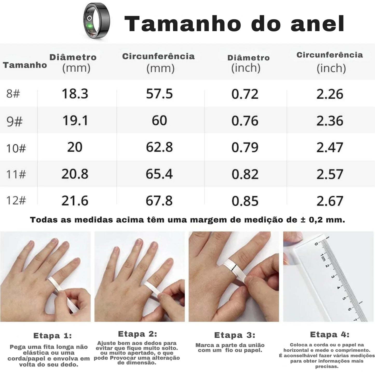 Anel Inteligente Unissex De Titânio Com Sistema de Monitoramento e GPS